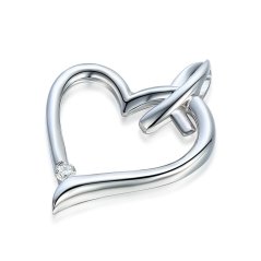Elegantní přívěsek Libi se srdcem z bílého zlata s diamanty