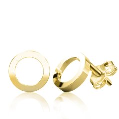Minimalistické náušnice IDOL Circle II ze žlutého zlata