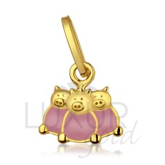 Přívěšky žluté zlato se smaltem, tři čuníci 1820100, LUXUR GOLD