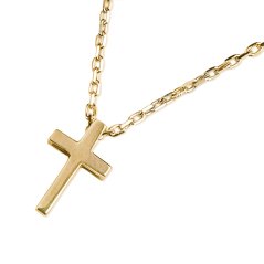Originální náhrdelník Mary s křížkem ze žlutého zlata, 45 cm