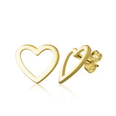 Peckové náušnice Idol Heart III ve tvaru srdce, žluté zlato