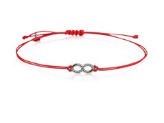 Kruhový náramek Kabbalah z bílého zlata se zirkony, 14 mm
