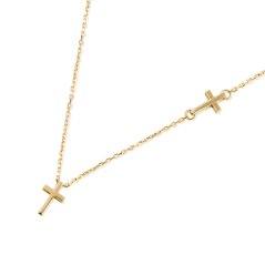 Originální náhrdelník Mary s křížkem ze žlutého zlata, 45 cm